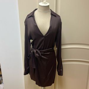 Zara Brown Satin Dress